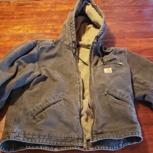Carhartt Womans Small Hooded Jacket Distressed Black